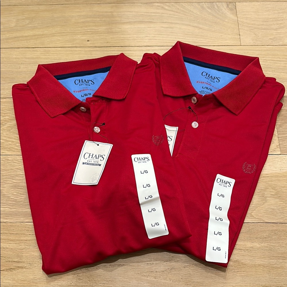 Lot of 2 x Chaps Men's Red Polo Shirts